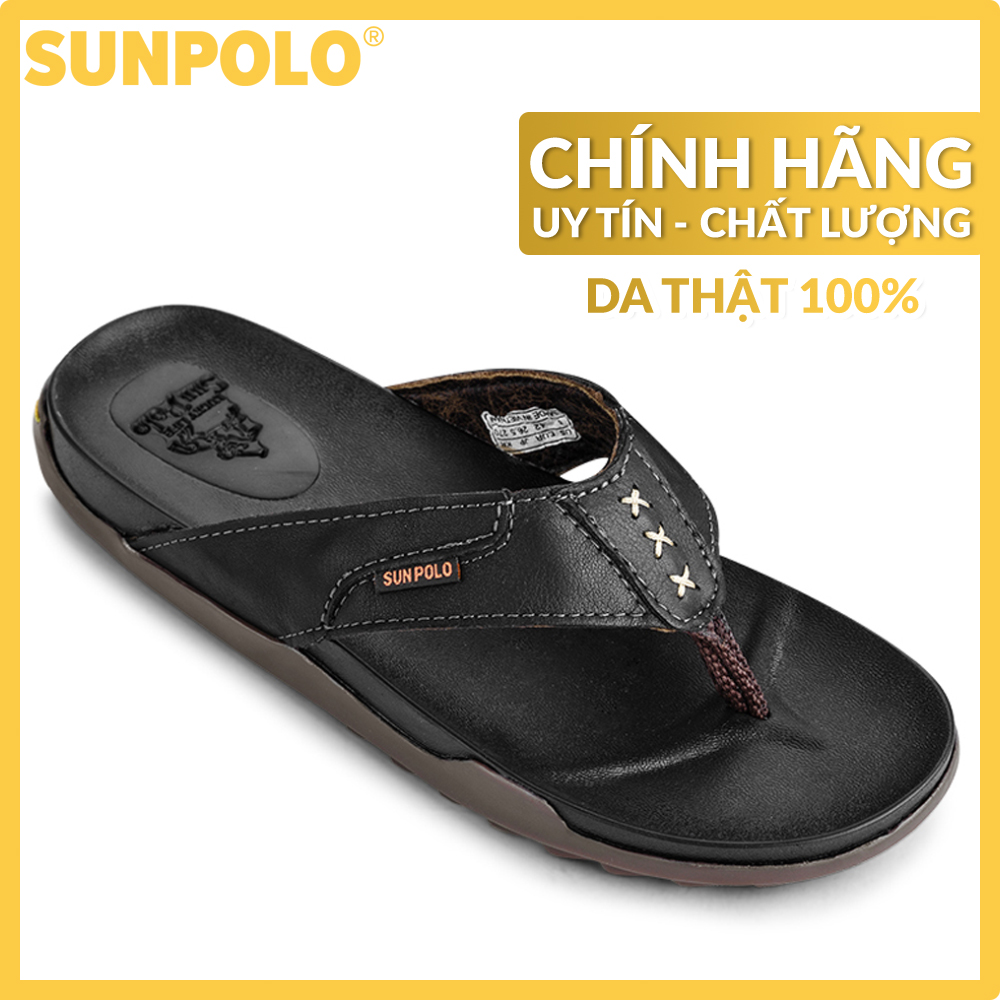 men leather sandals SUNPOLO PUS15DN (black, brown)