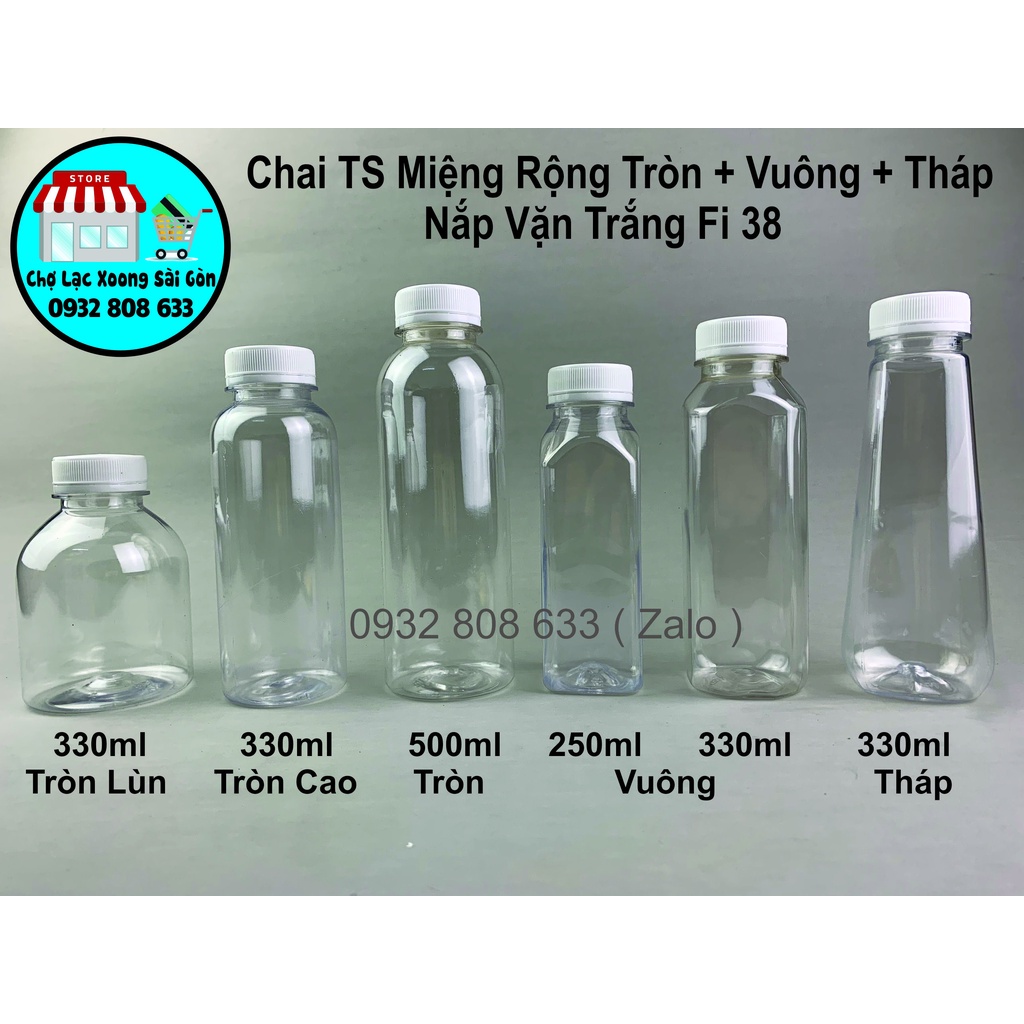 COMBO 100 Chai Tháp 330ml Nắp Vặn Fi 38 Miệng Rộng