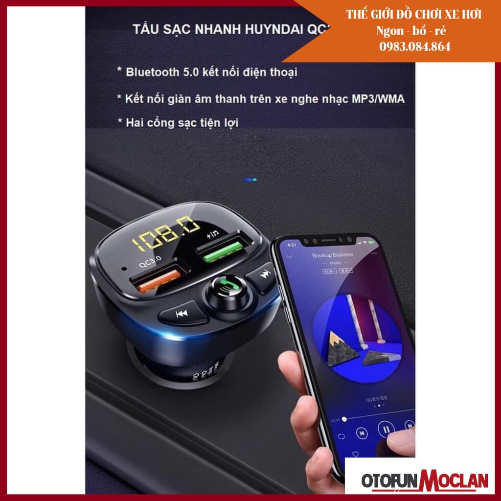 Tẩu sạc mp3 cho xe hơi, xe ôtô kết nối bluetooth, nghe nhạc, sạc pin, nghe điện thoại rãnh tay hy87.