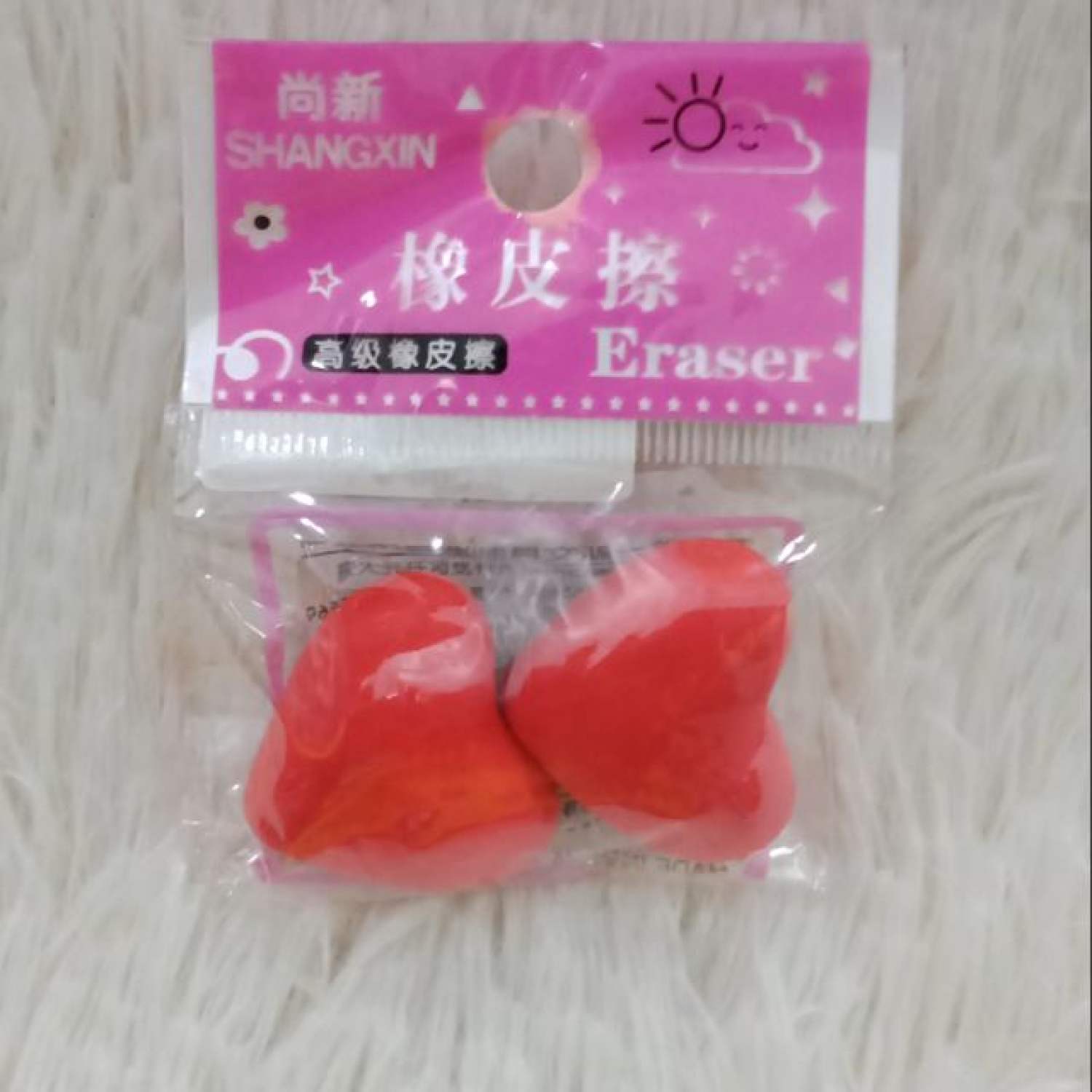 Gôm eraser kiểu trái tim đỏ 2 cục/ túi sx-7007 sp000043