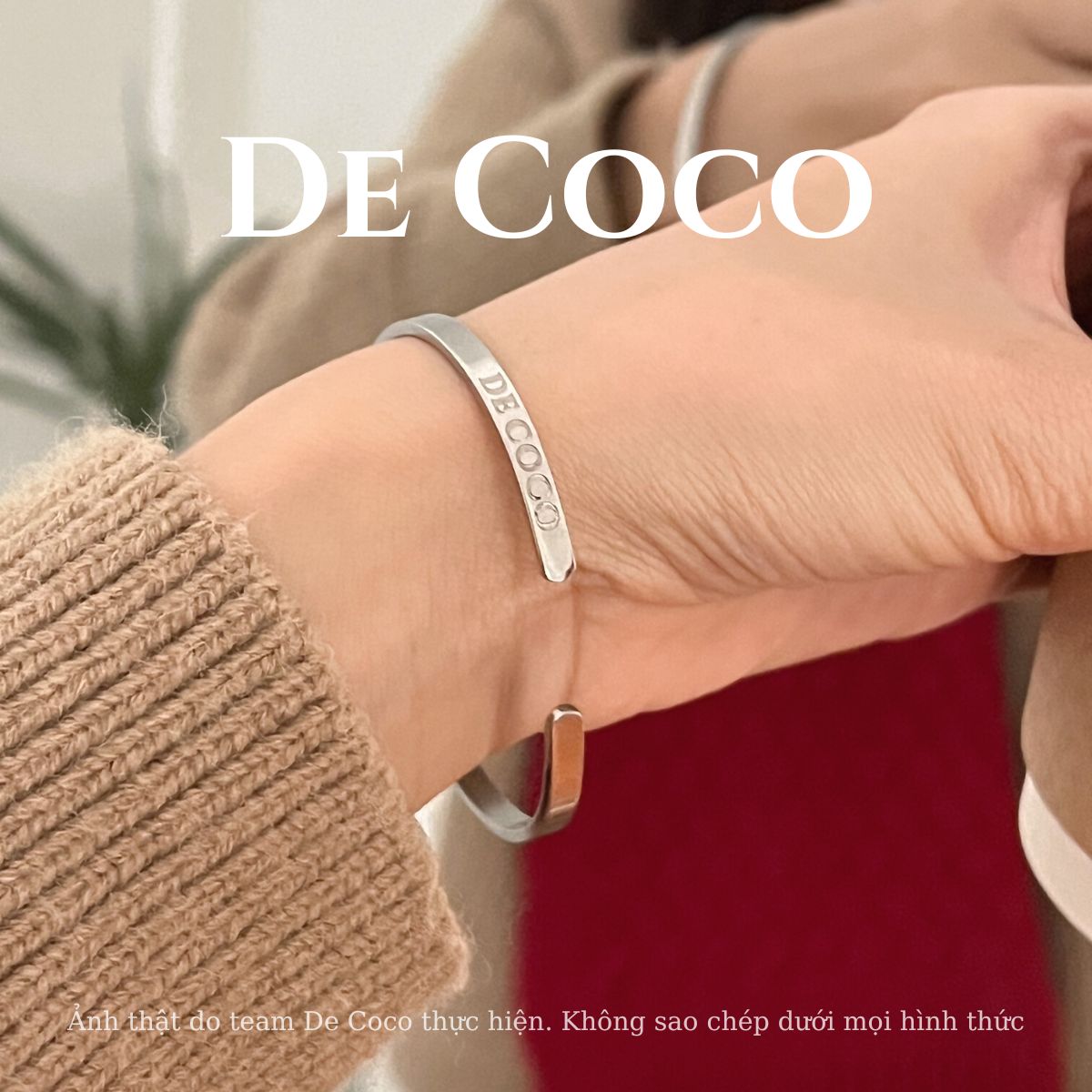 Vòng tay Basic Cuff, vòng tay đôi thép titan cao cấp De Coco