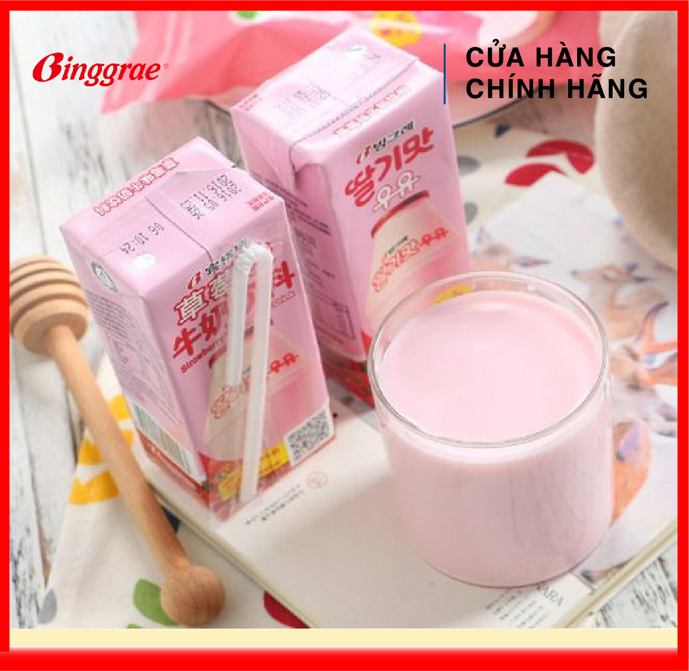 [HÀNG CÔNG TY NHẬP KHẨU] Sữa Dâu Binggrae 1 hộp