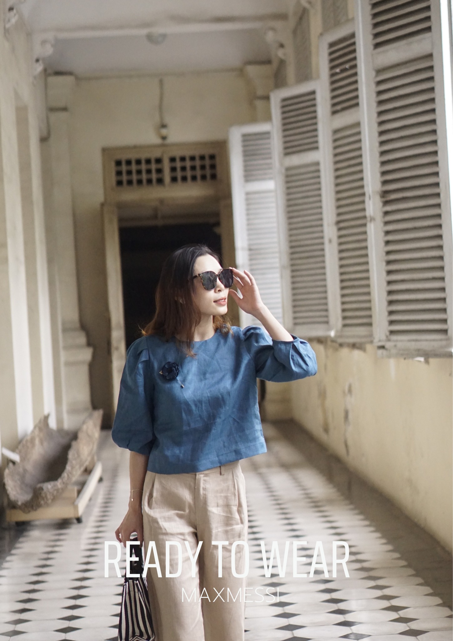 Áo top linen tay phồng RADIANT- MaxMessi