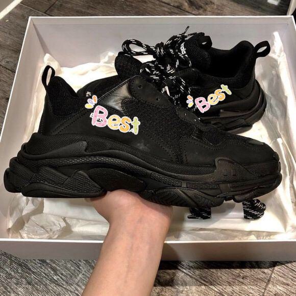 GIẦY SNEAKER ĐẾ PHÂN TẦNG TRIPS MÀU ĐEN NAM NỮ (Full box)