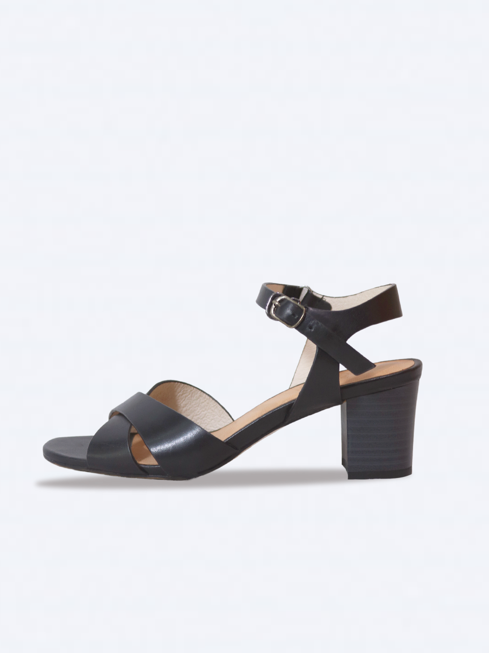 Giày Sandal nữ gót trụ 5cm da thật quai chéo SD02 - SALSA