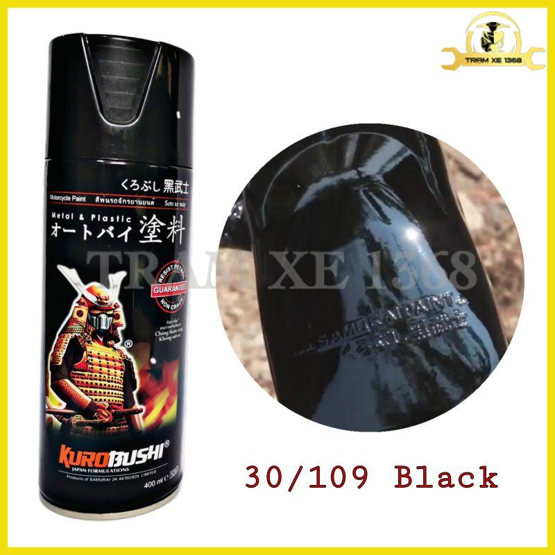 Chai sơn xịt Samurai màu đen bóng 109 (400ml) kháng xăng chống nứt nẻ chuyên sơn xe máy, ô tô và đồ dùng nhà cửa