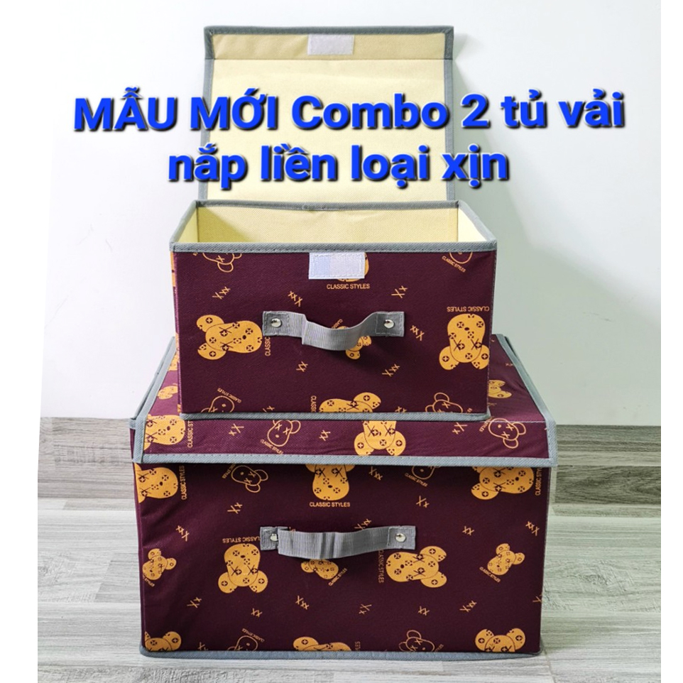 Bộ 2 cái hộp vải xịn dày đựng đồ, combo 2 tủ vải đựng quần áo khung cứng, thùng vải đa năng , hộp vải không dệt xếp gọn, tủ vải canvas tiện dụng