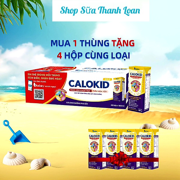 Thùng 48 hộp sữa bột pha sẵn calokid gold 180ml.