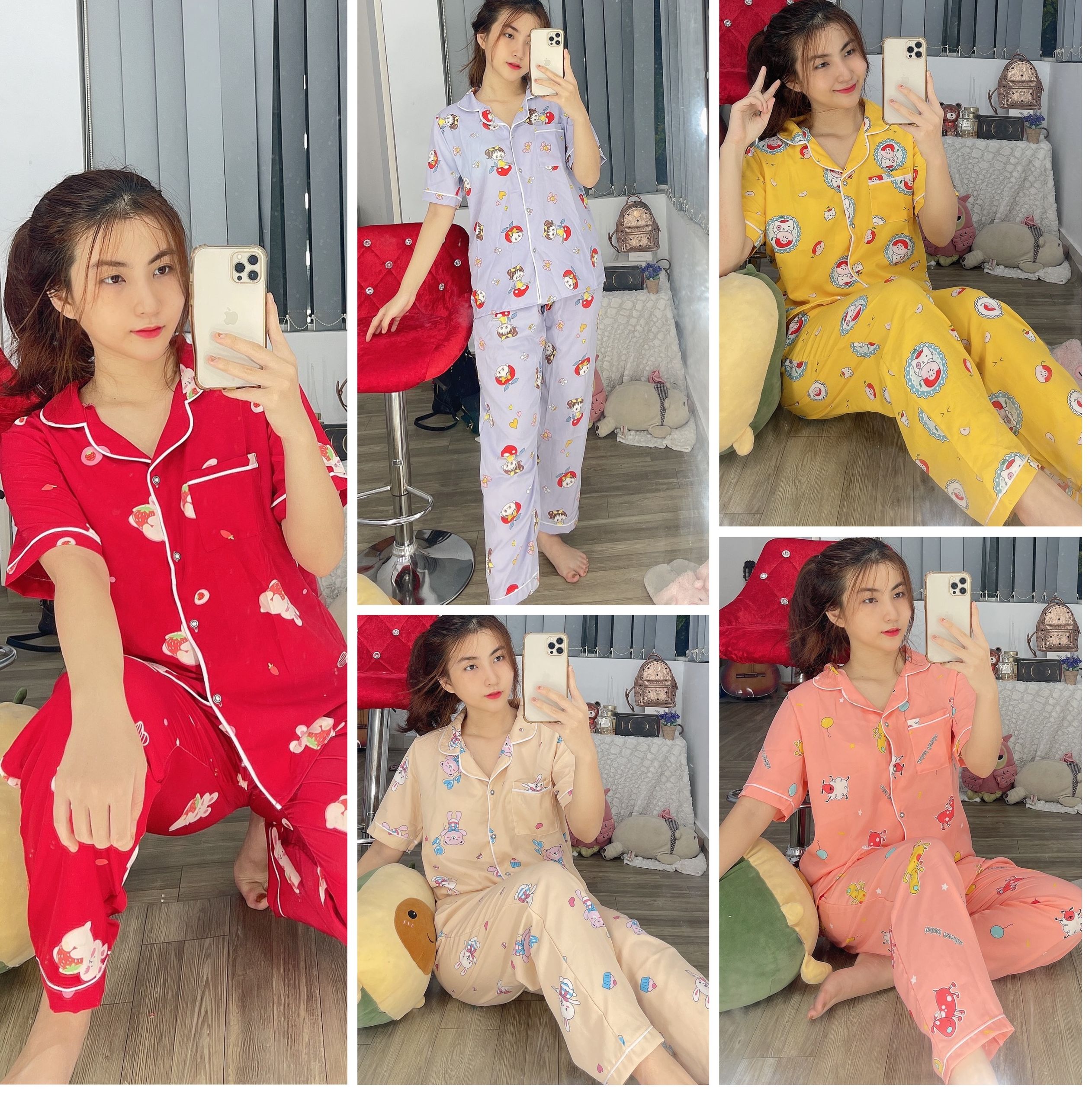BIGSIZE XL 61kg đến 72kg CÓ TÚI QUẦN Đồ Bộ Pijama Nữ Đẹp - Mẫu Chữ/ Hoạt Hình Trẻ Trung Vải Lụa Hàn Mịn Mặc Mát Cam Kết Hình Thật 100%