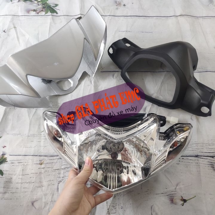 [CHẤT - 3 món ] Đầu xe máy kèm pha đèn xe SIRIUS màu BẠC