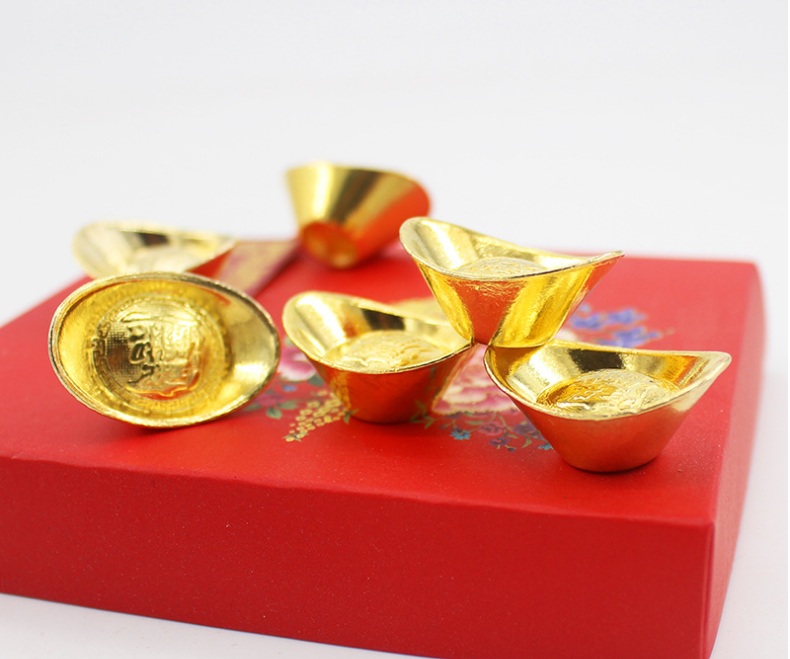 Thỏi Vàng Thần Tài Chiêu Tài Tấn Bảo, nguyên khối (đặc ruột) đồ phong thủy mang lại may mắn chiêu tài nạp lộc ( 1 Viên )