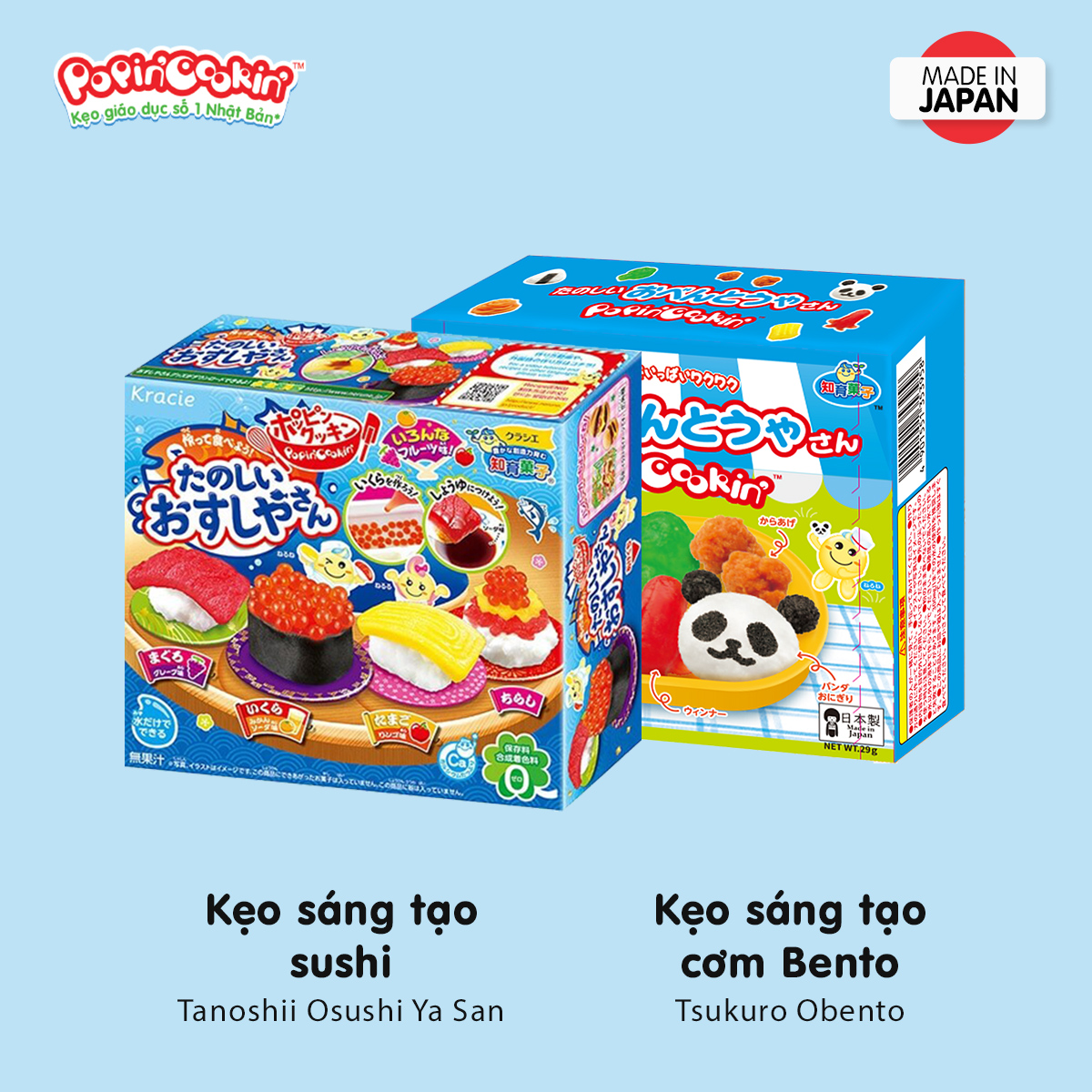HCM Combo 2 hộp kẹo đồ chơi sáng tạo ăn được Popin Cookin gồm Cơm Bento +