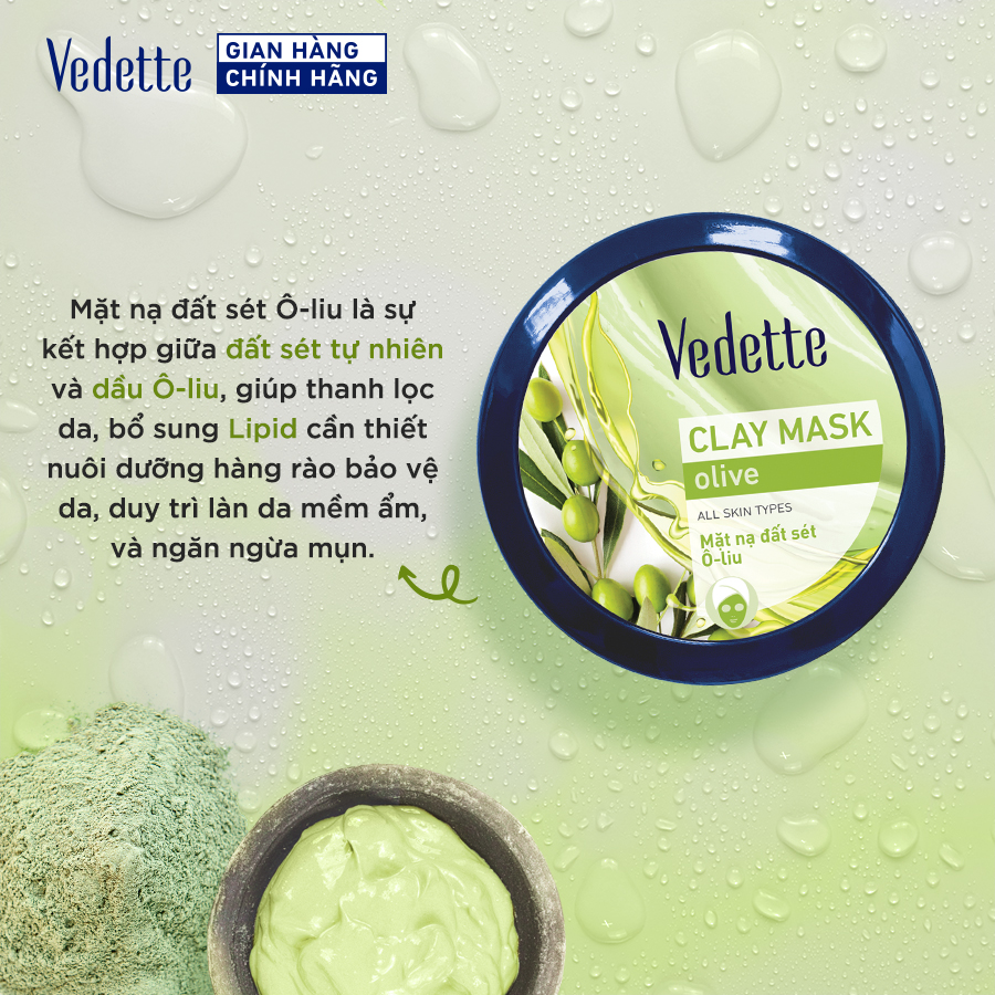 Mặt nạ đất sét Vedette Ô-liu (Olive) 145g