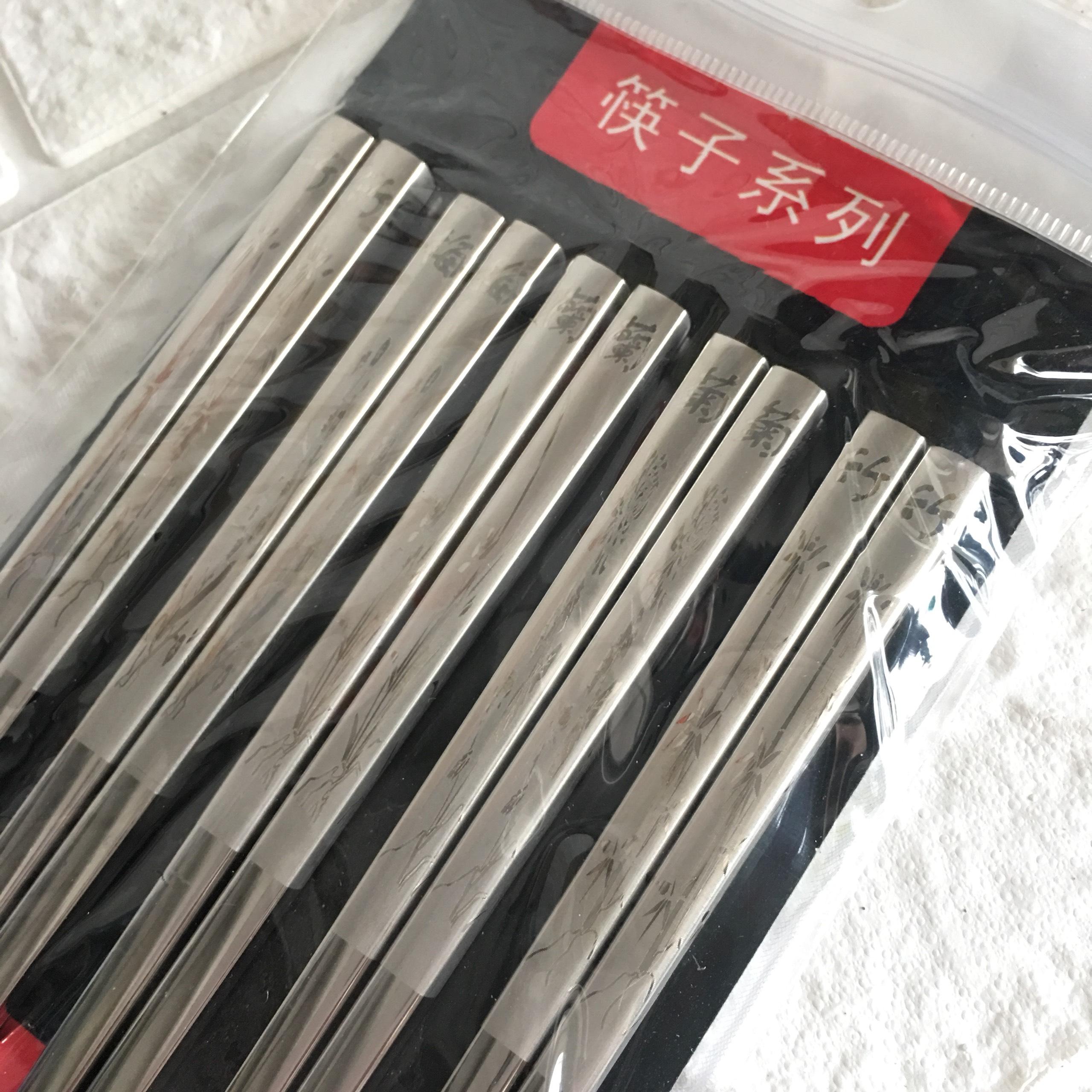Set 5 đôi đũa inox 304 khác hoa văn cao cấp