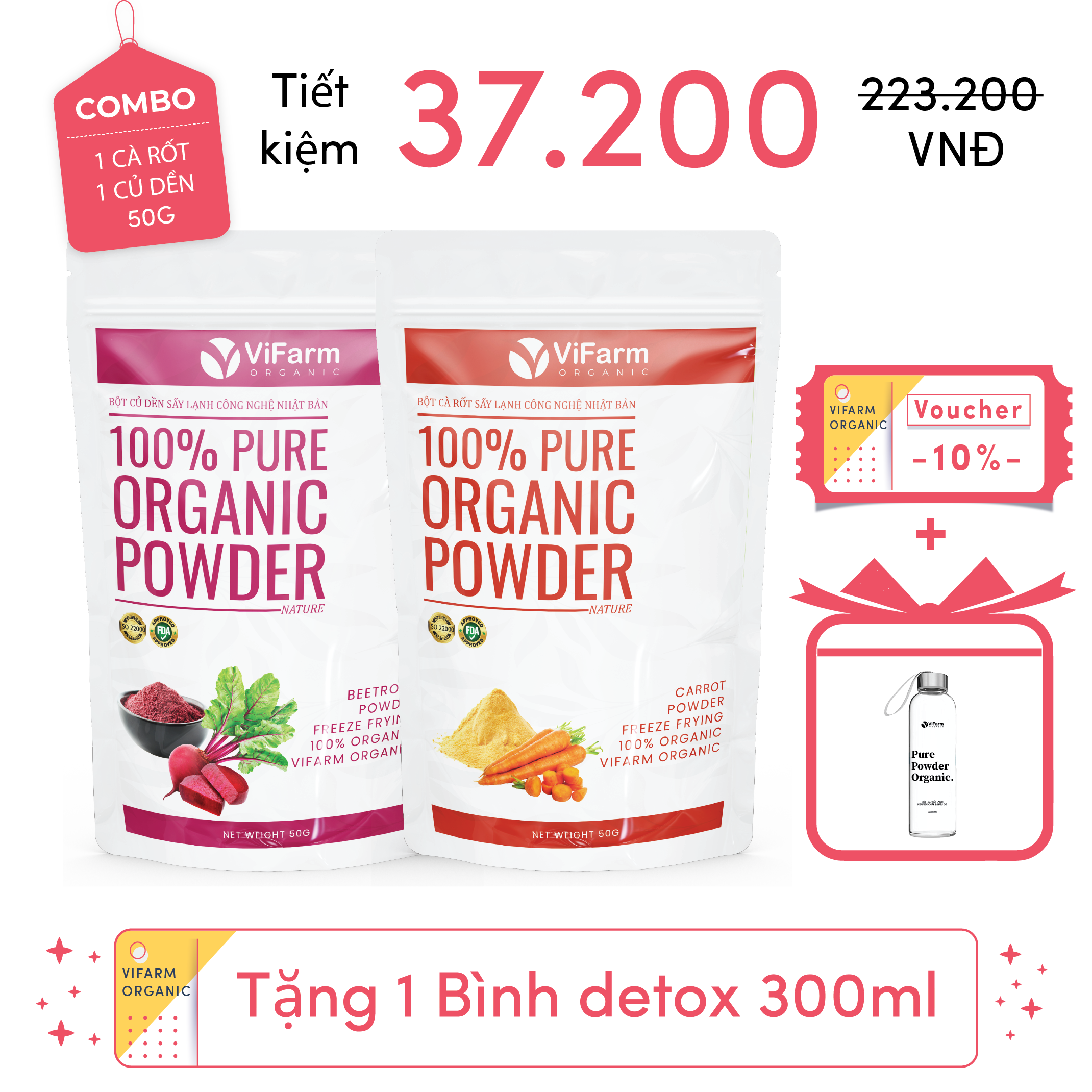 Bột Cà Rốt Nguyên Chất ViFarm 50g