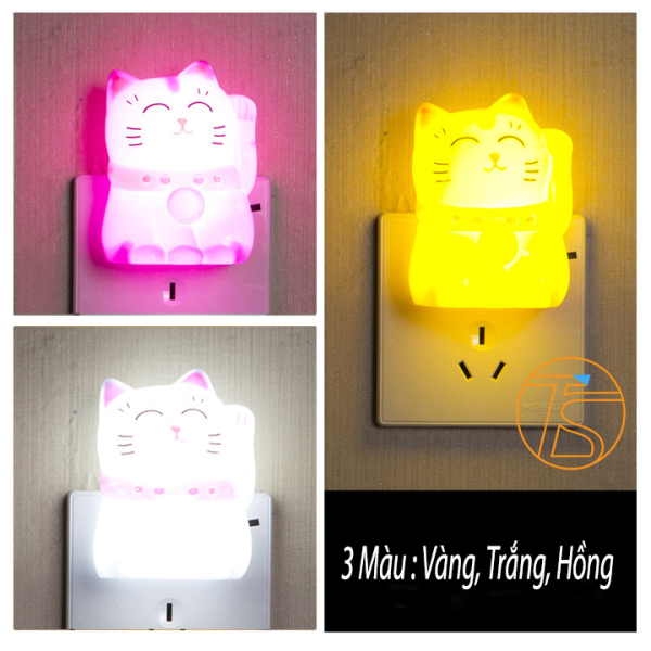 Đèn ngủ 3W ánh sáng trắng dịu nhẹ tiết kiệm điện hình mèo thần tài - Đèn ngủ cute - Đèn ngủ dễ thương - Đèn led siêu sáng giá rẻ - Đèn ngủ led đẹp