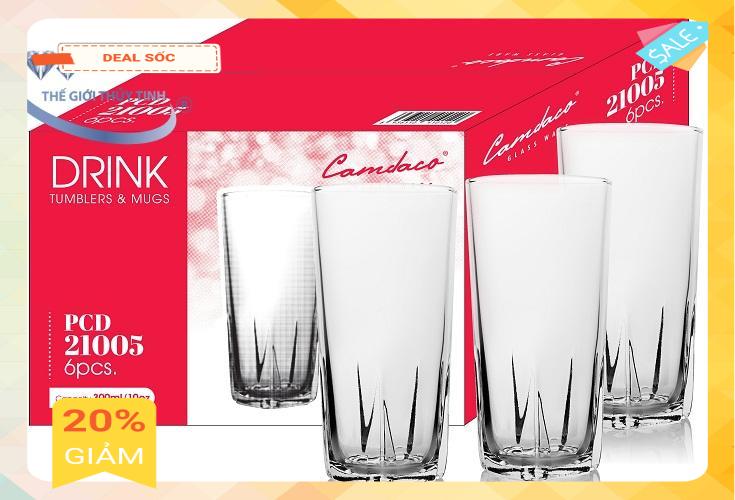 [HCM]Bộ 6 Ly Cốc Thủy Tinh Uống Cà Phê 38K 295ML Cẩm Đạt