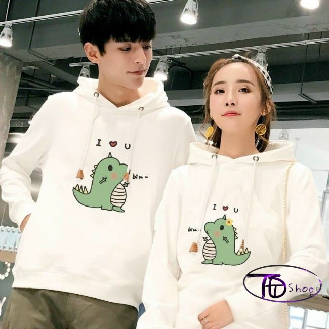 Áo đôi tình yêu khủng long hoodie, áo đôi hoodie, áo đôi mùa đông tay dài tình yêu chất đẹp.sale sale 55k/1 áo