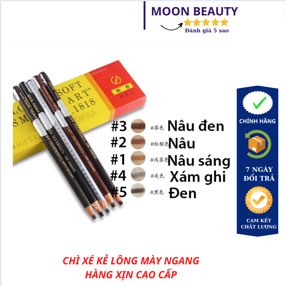 Chì xé tem xịn Coloured soft kẻ lông mày ngang