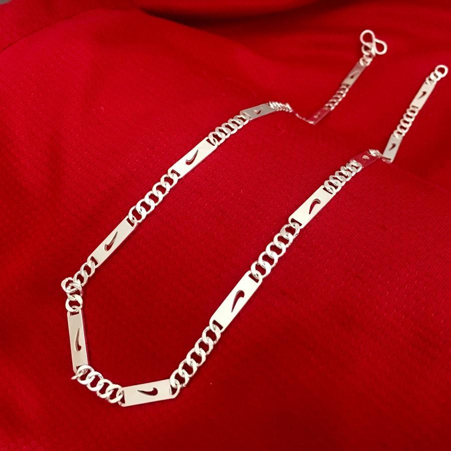 Dây chuyền nam chất liệu bạc thật kiểu bản dẹp ngang mắt hình Nike trọng lượng 5 chỉ độ dài 48cm thích hợp cho người nhỏ đeo thời trang , kị gió