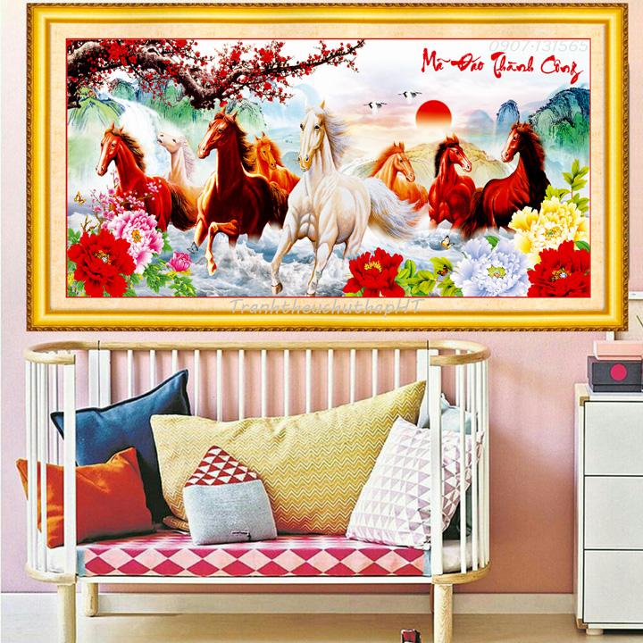 Tranh đính đá Mã đáo thành công 130*64cm - tự đính