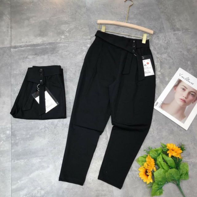 Quần baggy công sở nữ cạp lệch 3 khuy