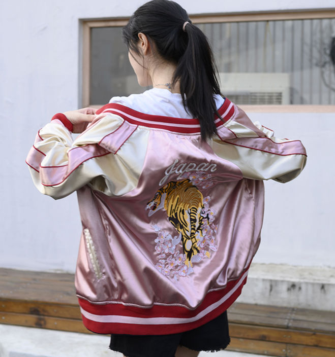 Light jacket bomber male female zippers embroidery high-end (wear is 2 Face)