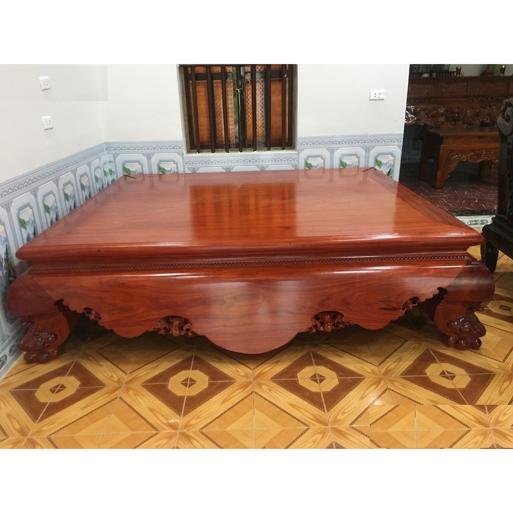 Sập Đại Chân Quỳ Dạ Cá Trơn Gỗ Hương Đỏ Nam Phi