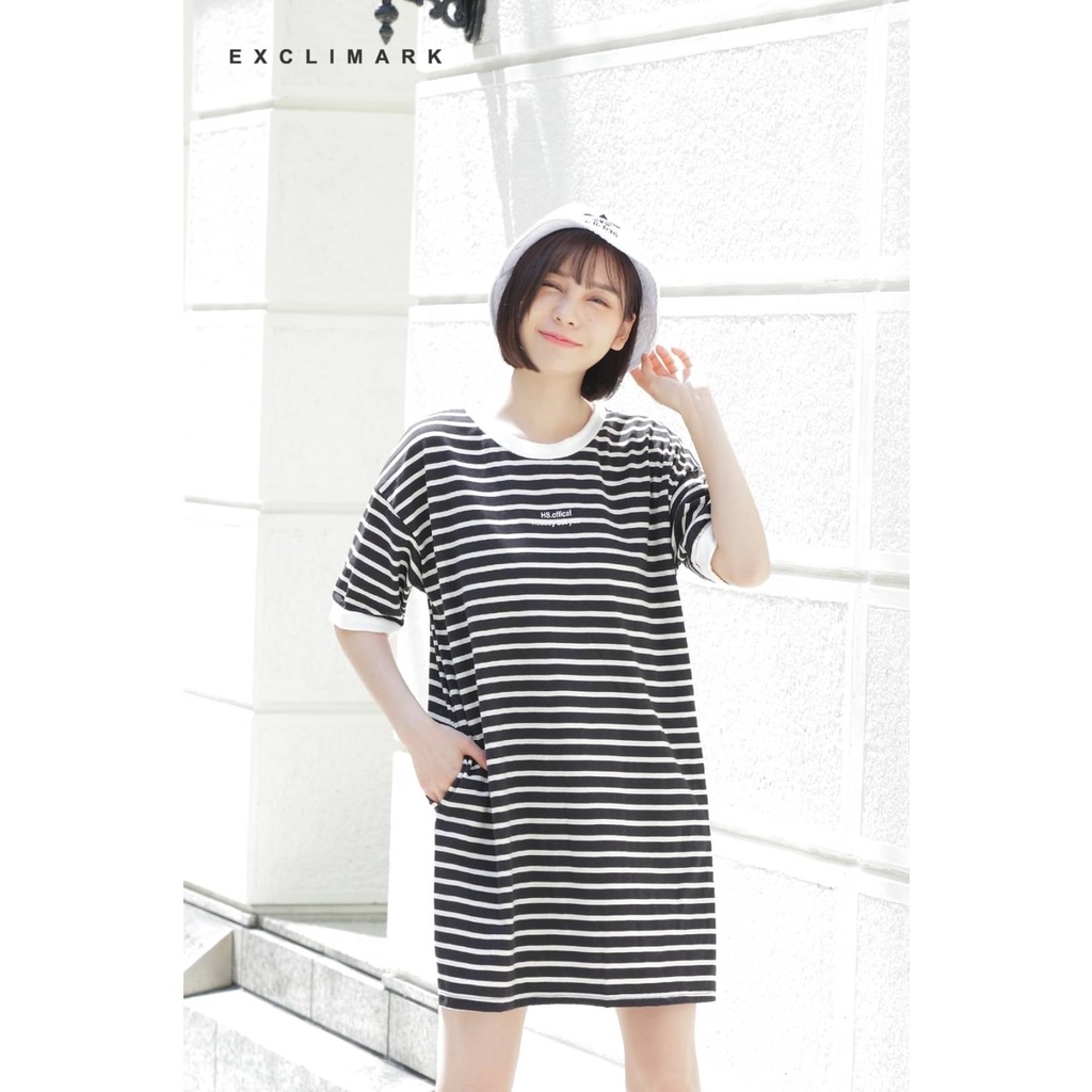Đầm thun sọc nữ thời trang, basic