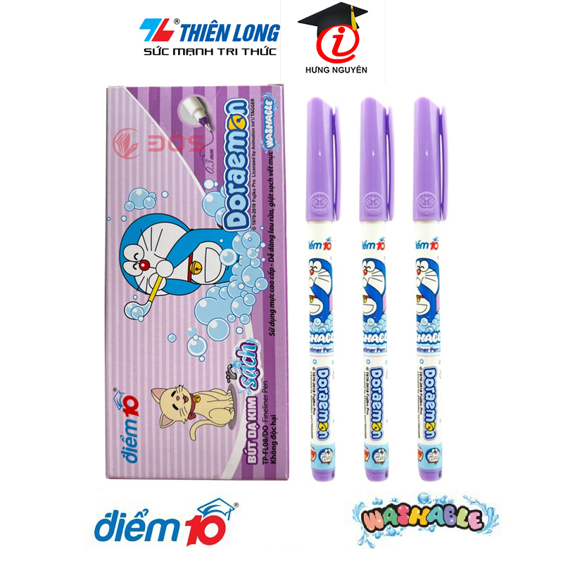 Hộp 10 bút dạ kim rửa được thiên long 0,3mm tp-fl08/do