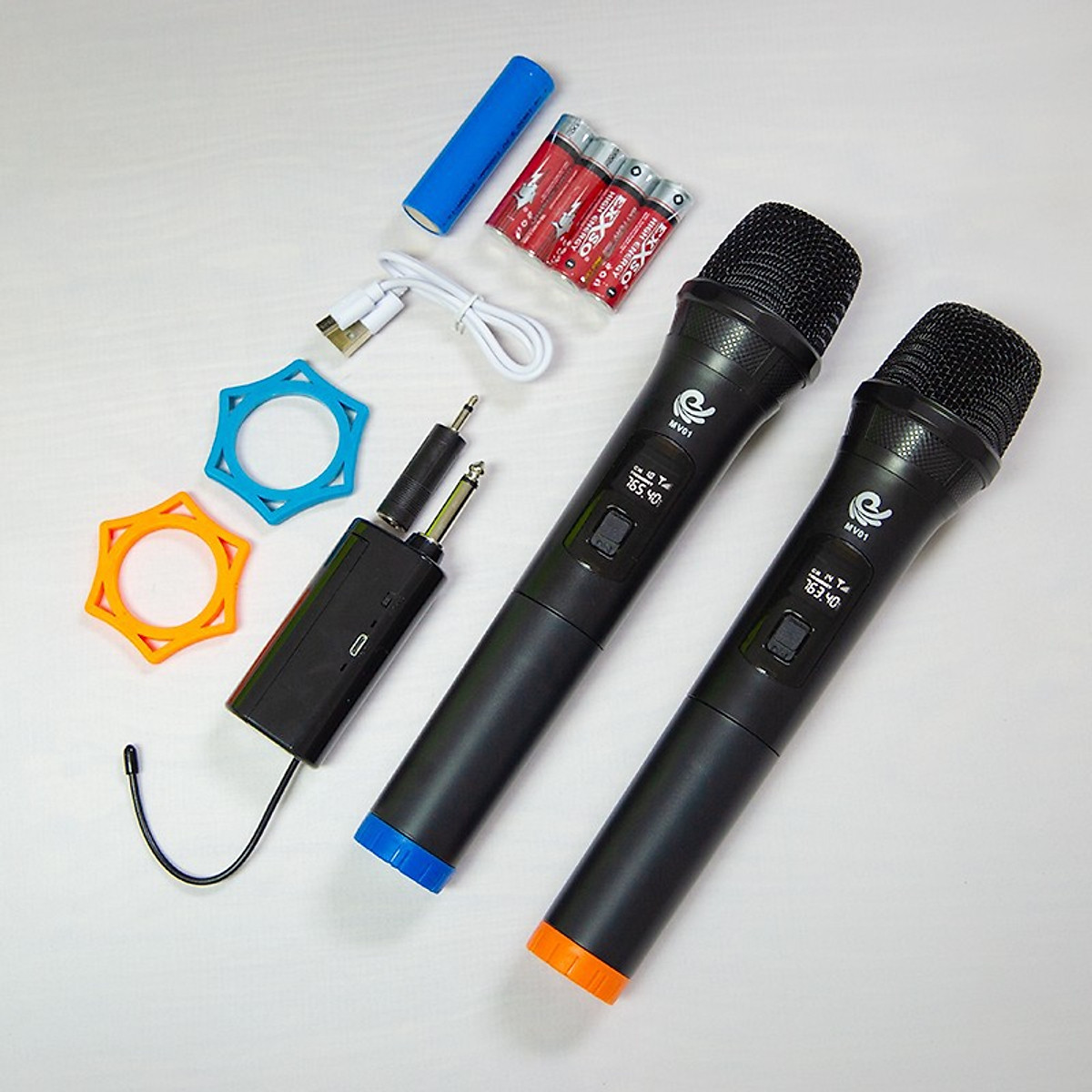 Combo 2 Micro Karaoke không dây MV01 hát Karaoke Livestream cực đỉnh hát cực hay Micro không dây chất liệu hợp kim cao cấp chống hú