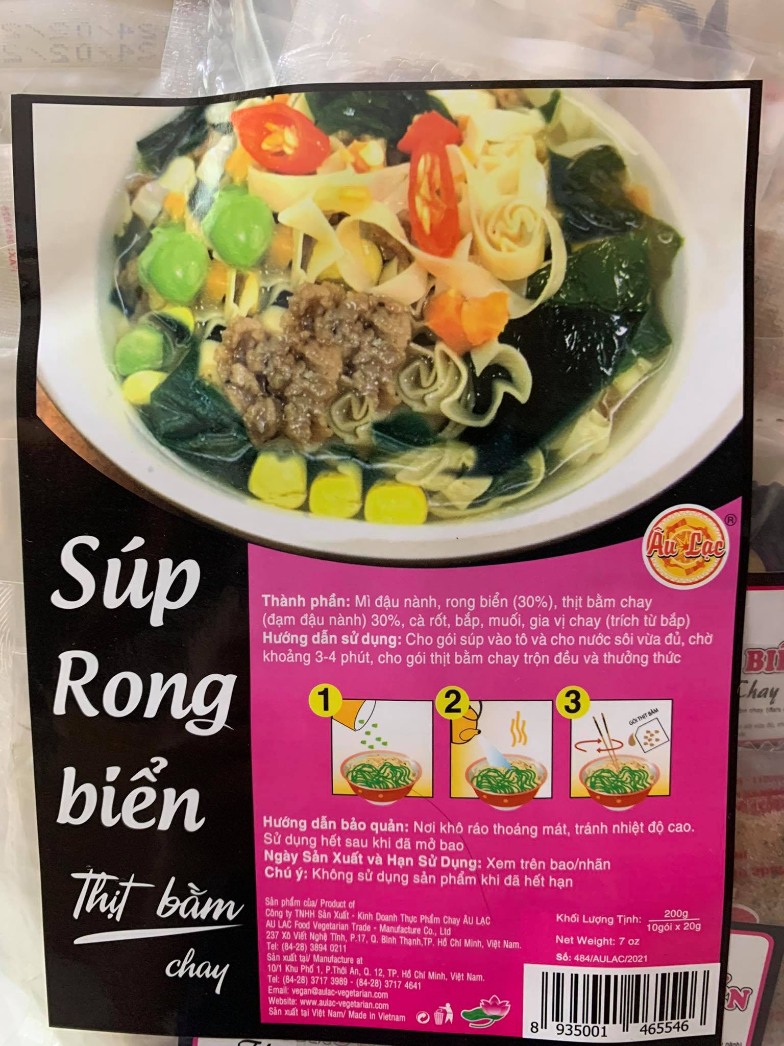 Súp canh rong biển thịt bằm chay Âu Lạc