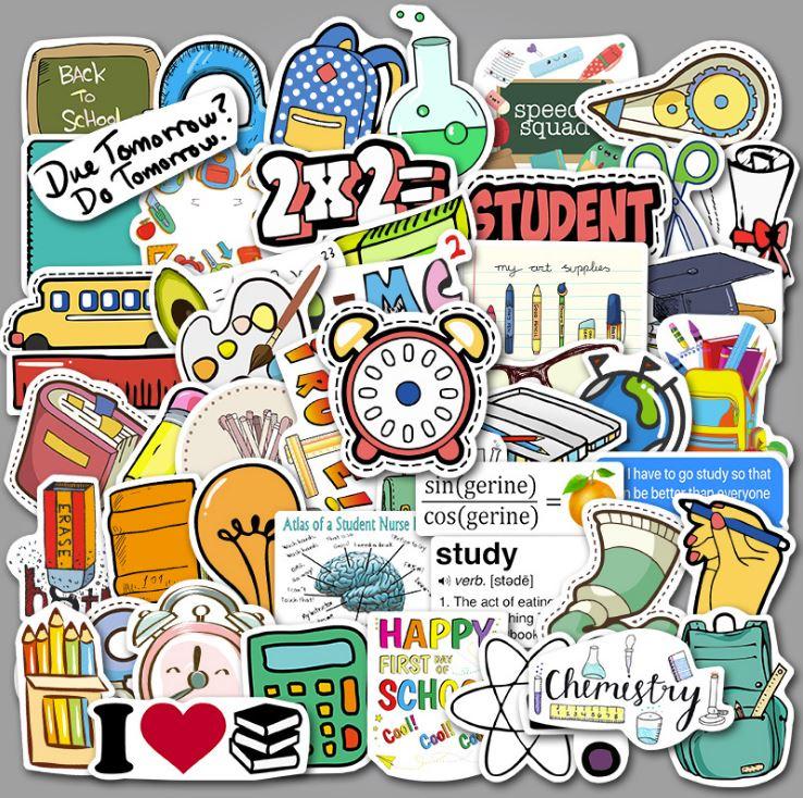 [HCM]Sticker ĐỒ DÙNG HỌC TẬP nhựa PVC không thấm nước dán nón bảo hiểm laptop điện thoại Vali xe Cực COOL #15