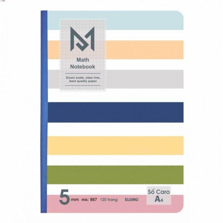 -Sổ KLONG Caro A4 Math Notebook may 120 trang; MS 987 [Klong]