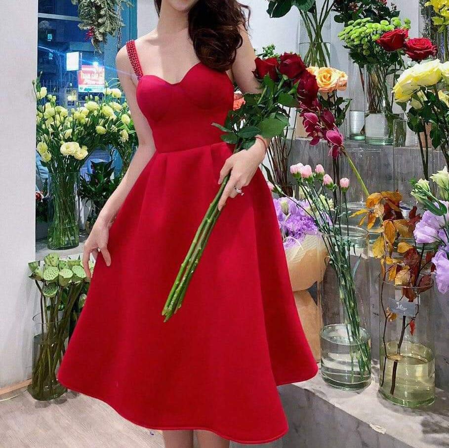 đầm xòe cúp kết hạt