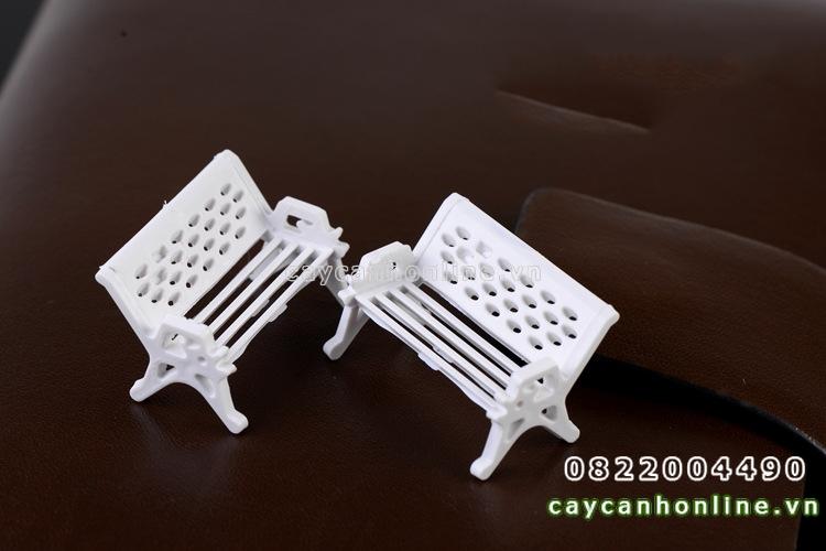 Ghế trắng dài phụ kiện trang trí tiểu cảnh cây cảnh sân vườn mini