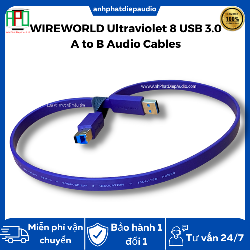 Dây usb WIREWORLD Ultraviolet 8 USB 3.0 A to B Audio Cables