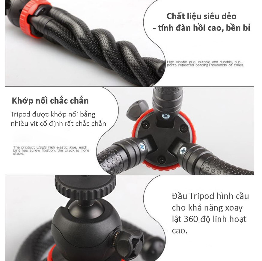 TRIPOD BẠCH TUỘC (CHÂN NHỆN) CHO ĐIỆN THOẠI, MÁY ẢNH, GOPRO