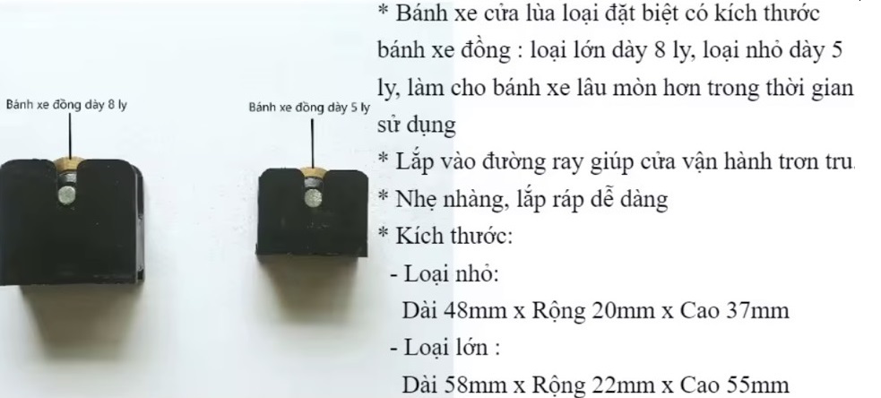 Combo 4 Bánh xe cửa lùa đồng