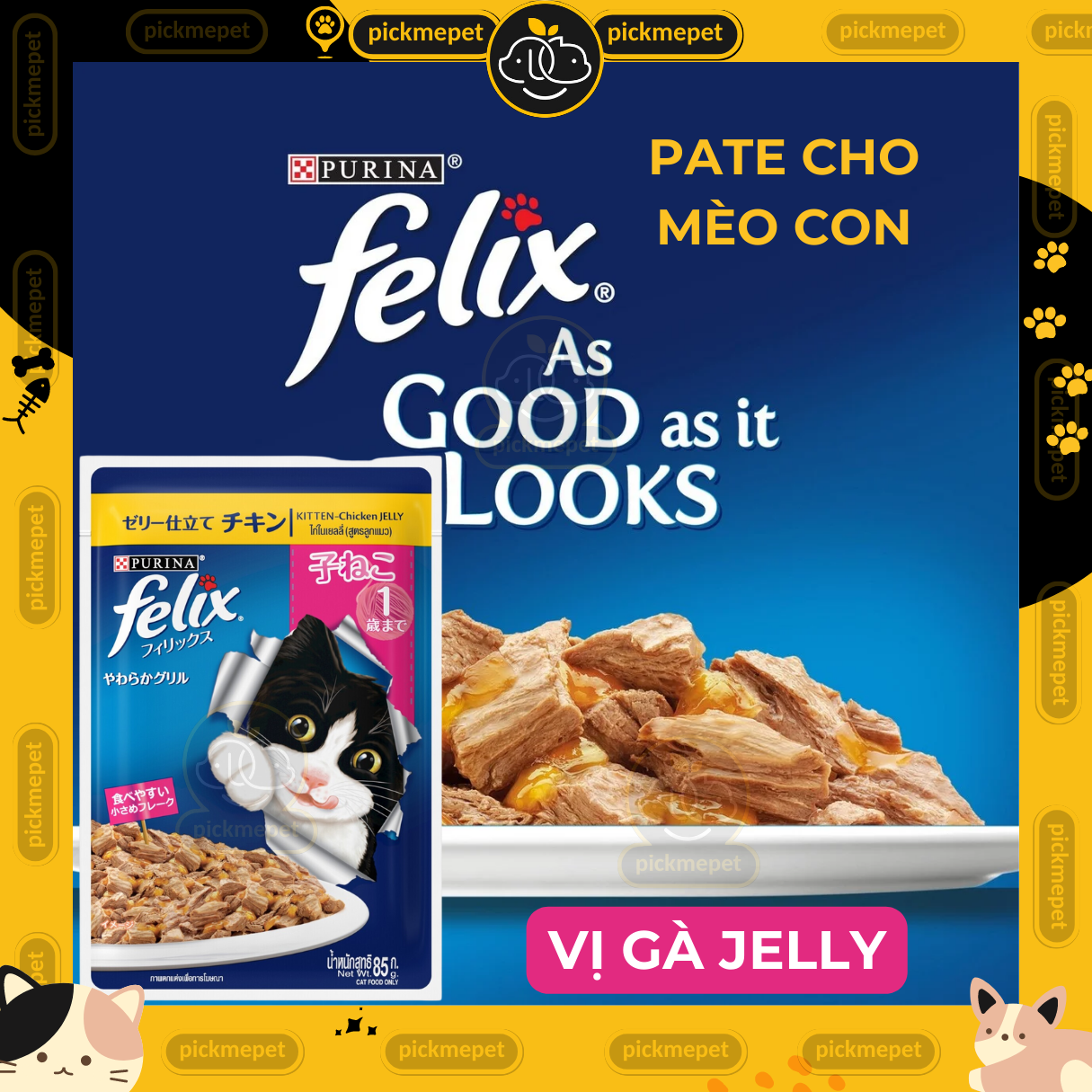 Felix purina pate in many delicious flavors for cats of all ages - 85g pack