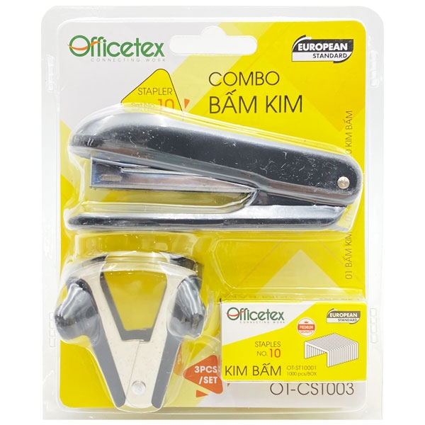 Bộ Bấm Kim OT-CST003 (1 Bấm Kim,1 Gỡ Kim, 1 Hộp Kim Bấm) - Màu Đen
