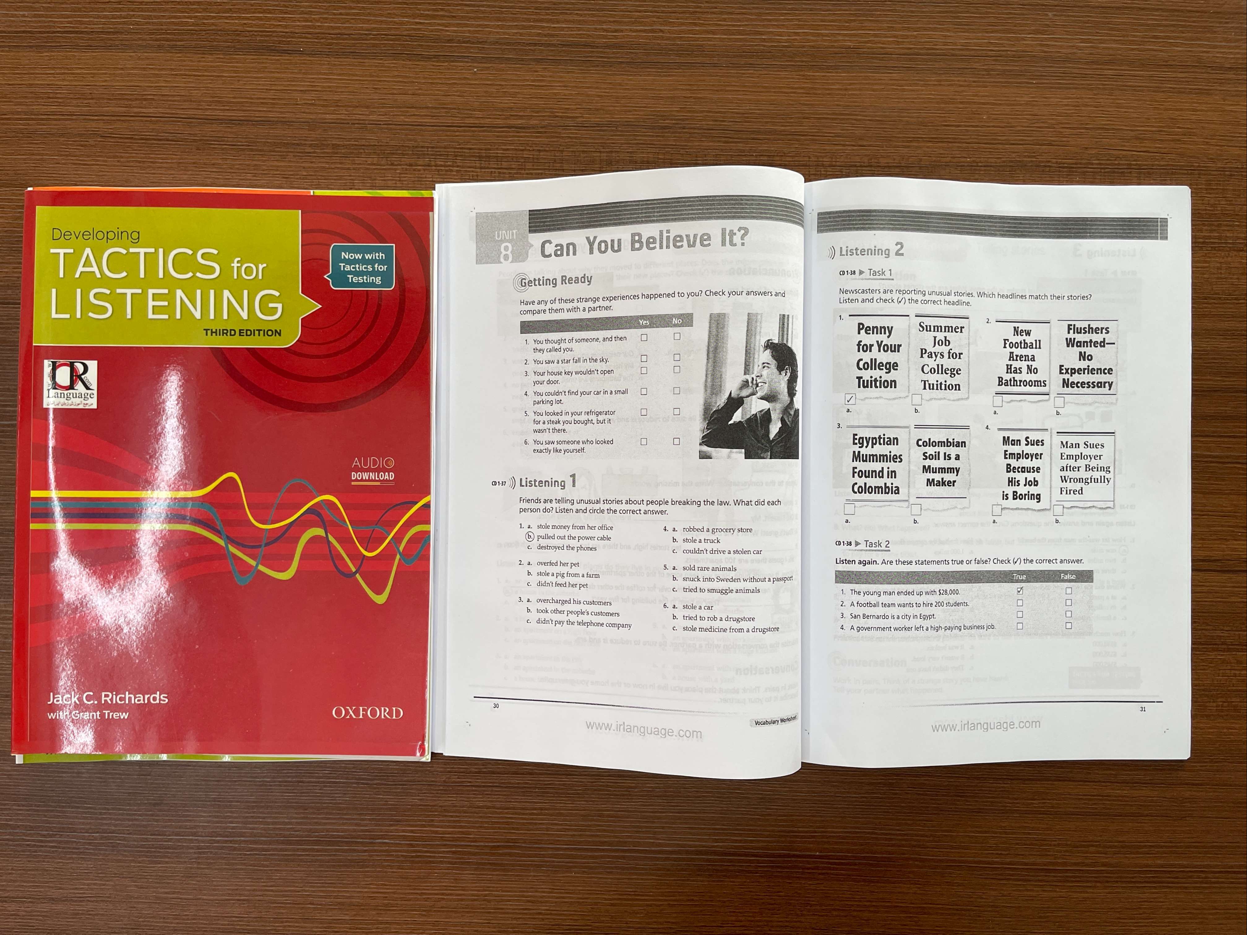 Bộ sách Tactics for Listening Basic Developing Expanding, file nghe và đáp án gửi qua mail