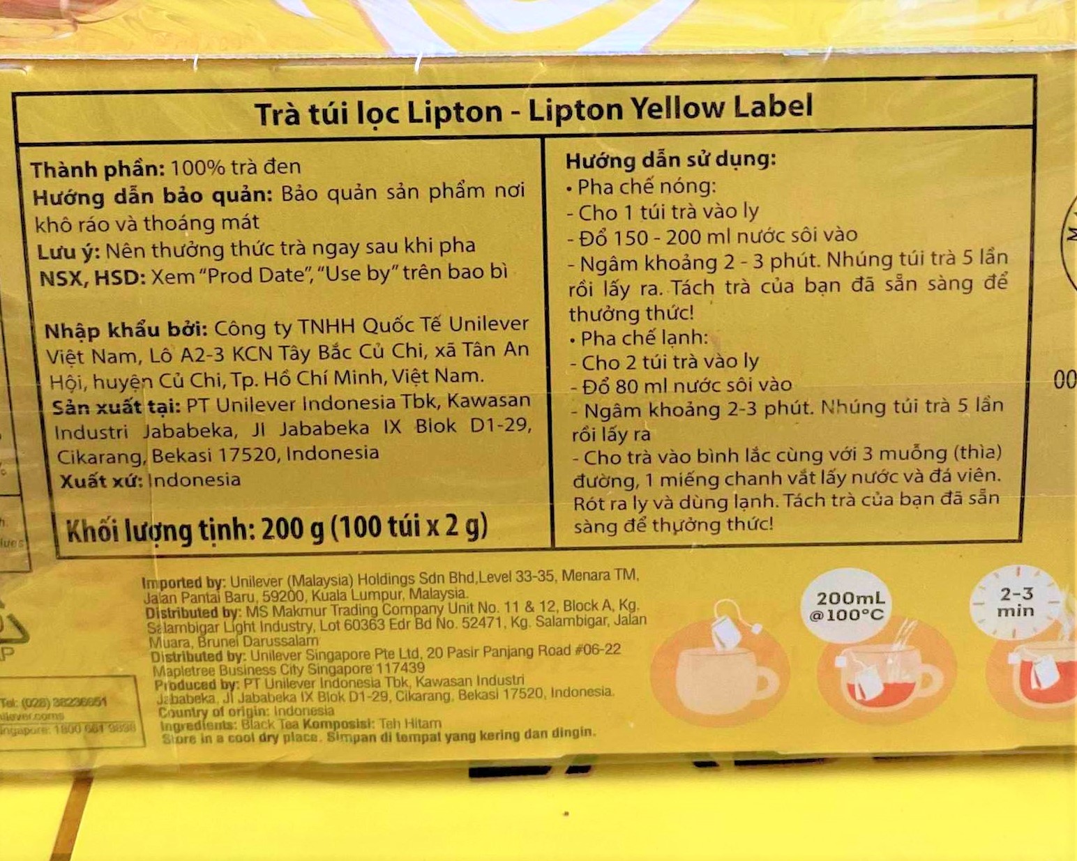 Trà Lipton Nhãn Vàng 25-50-100 gói x 2g