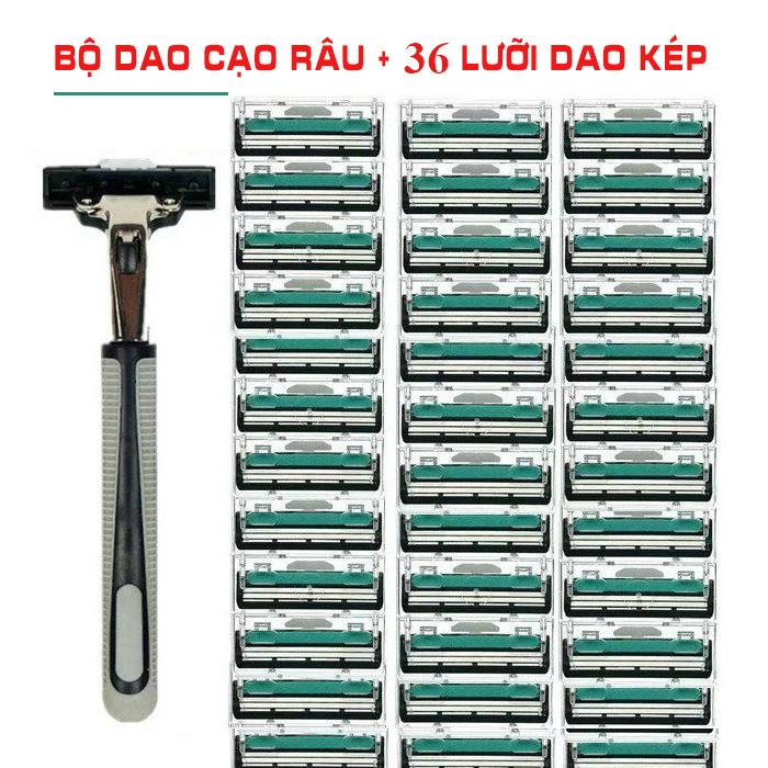 SET DAO CẠO RÂU + 36 LƯỠI DAO CẠO THAY THẾ (TẶNG KÈM 1 TUÝP KEM CẠO RÂU)