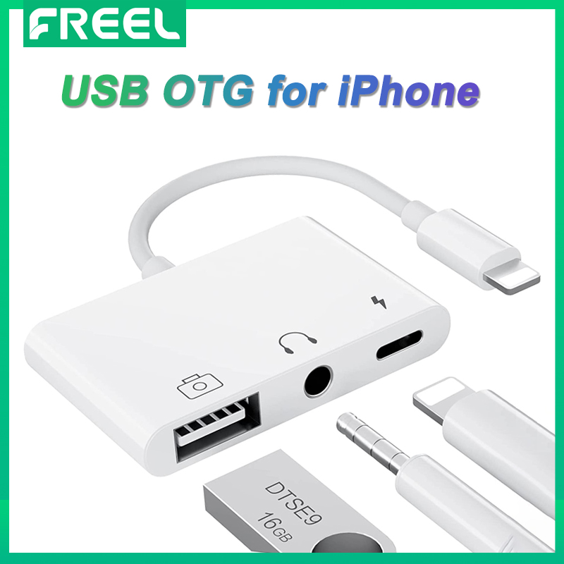 3 in 1 Lightning to Audio USB 3 Adapter Lightning to USB 3 Camera Card Reader Adapter For iPhone iPad iPod