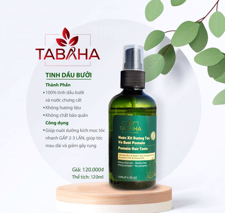 [HCM]Xịt mọc tóc tinh dầu bưởi Pomelo Tabaha 120ml giảm rụng tóc sau sinh