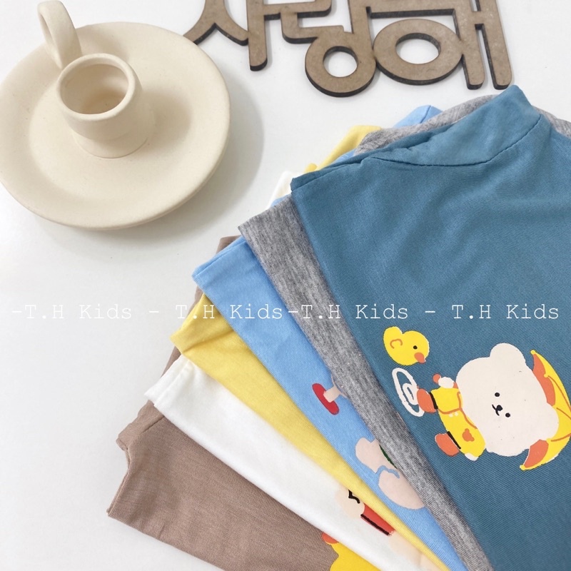 ÁO DÀI TAY THUN LẠNH HÌNH GẤU CHO BÉ
