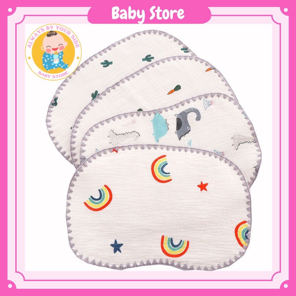 Gối xô sơ sinh cotton kiluta 10 lớp tháng khí mềm mại cho bé