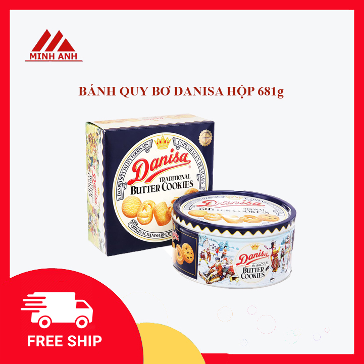 Danisa butter cookies 681g box, Crunchies, delicious taste, Danish Royal curated Danisa cookies, luxury tin box, suitable for gift, Ming Anh Department