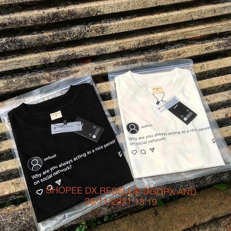 ÁO THUN SADBOIZ SADTAGRAM TEE / WHITE BLACK (Click Ưu đãi mua kèm Deal Sock)